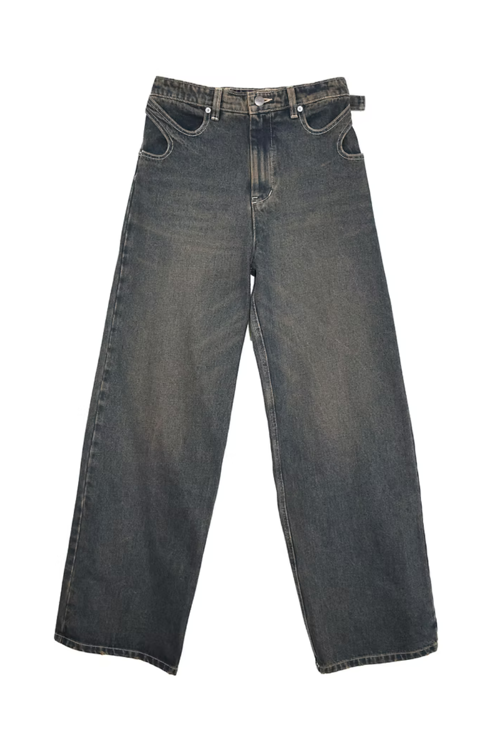 Back Buckle Wide Leg Jeans - Indigo