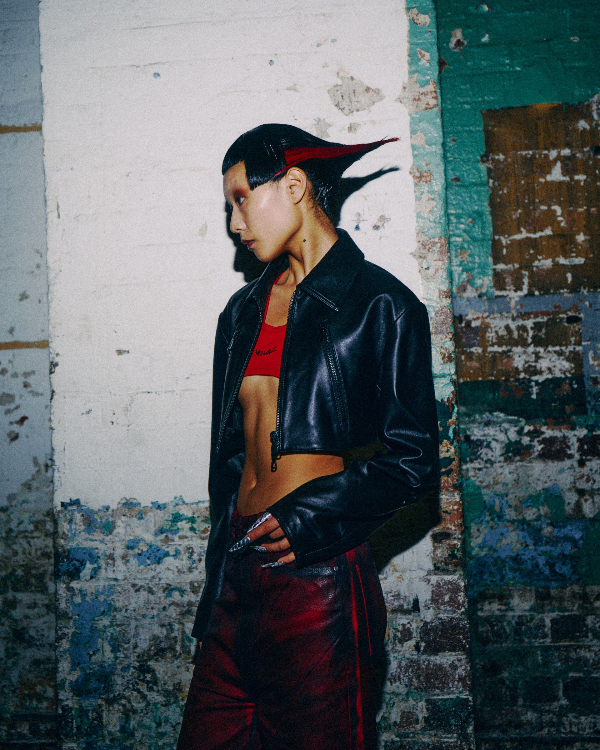 WOMENS ZIP LEATHER JACKET