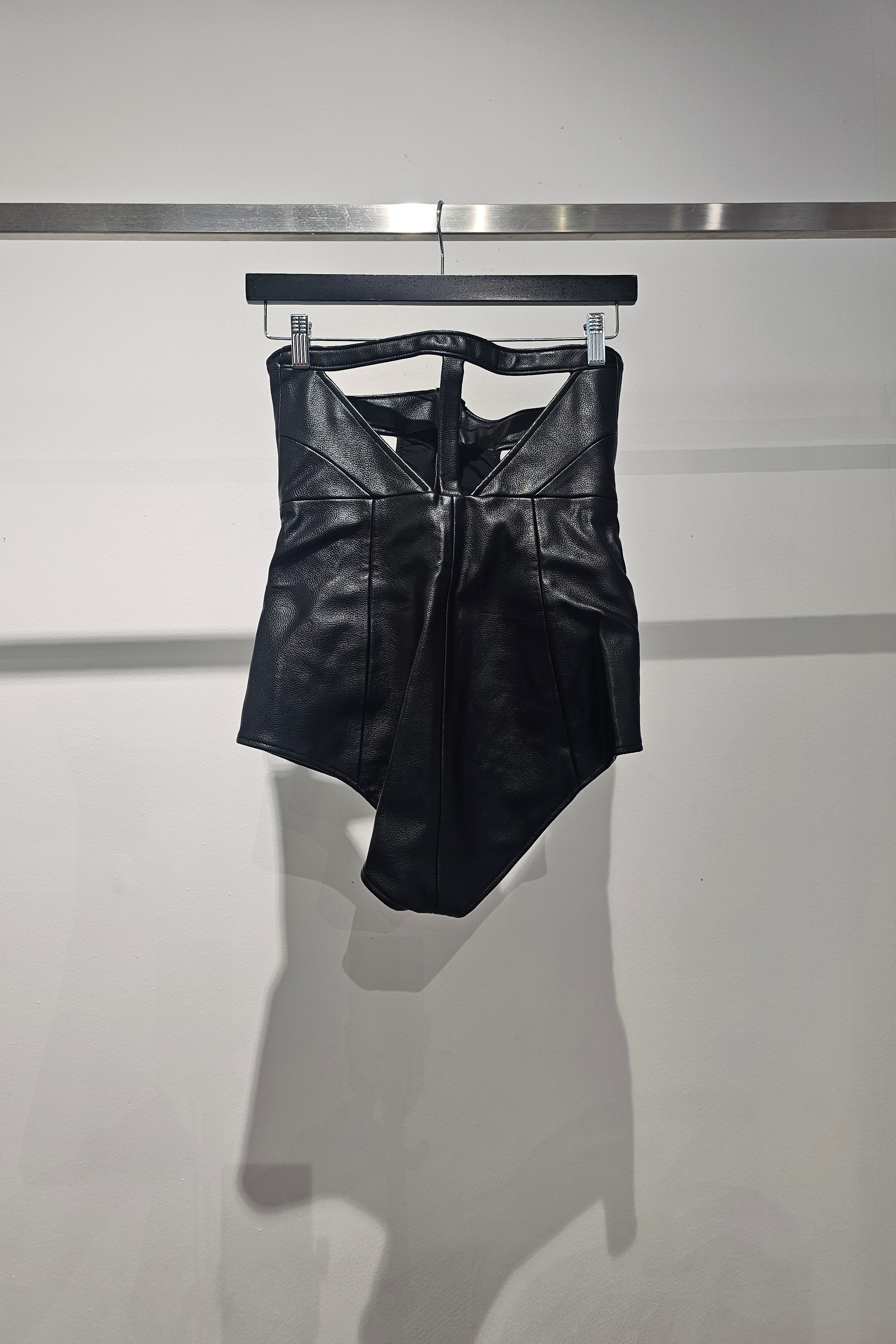 Pleather bodysuit with cut-outs