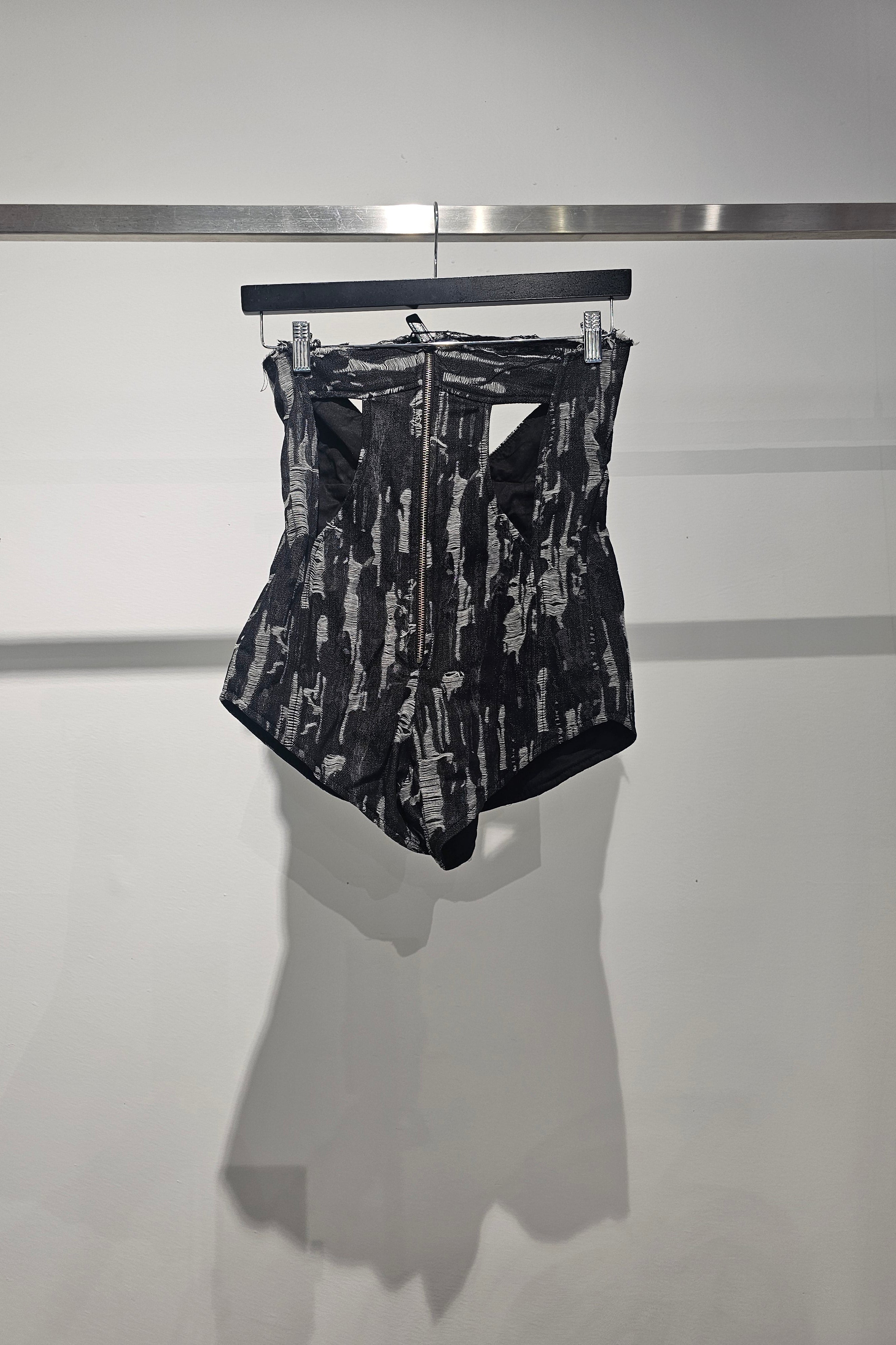 Denim bodysuit with cut-outs
