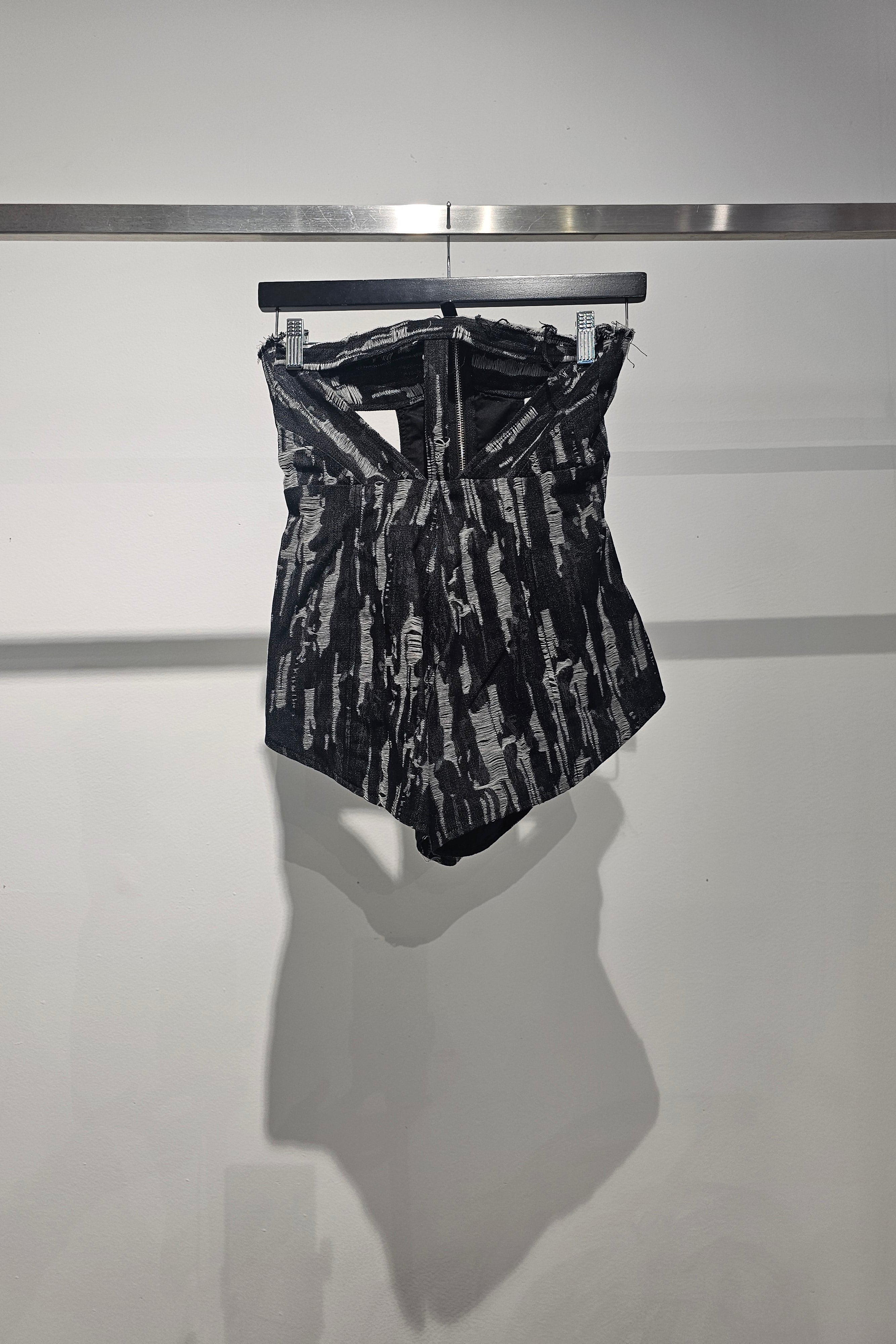 Denim bodysuit with cut-outs
