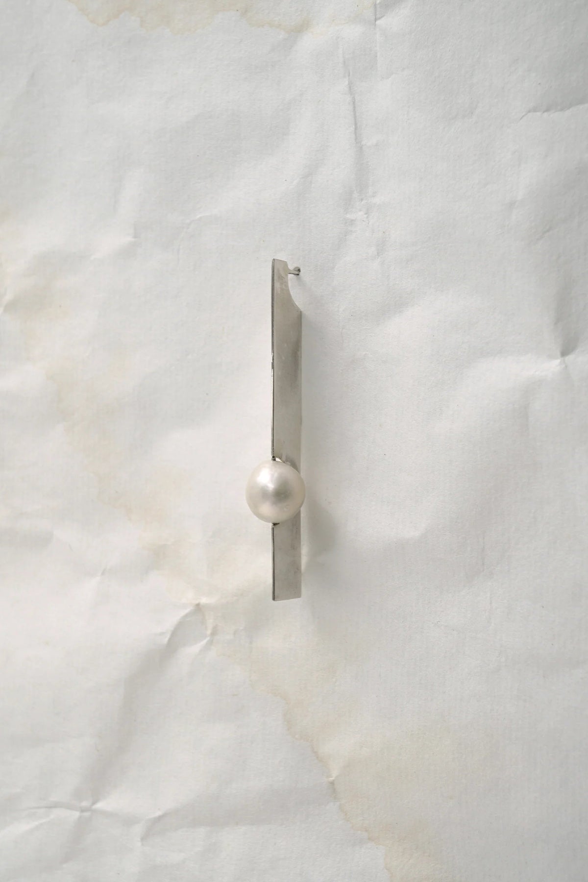 Single Silver & Pearl Earring- Composition II