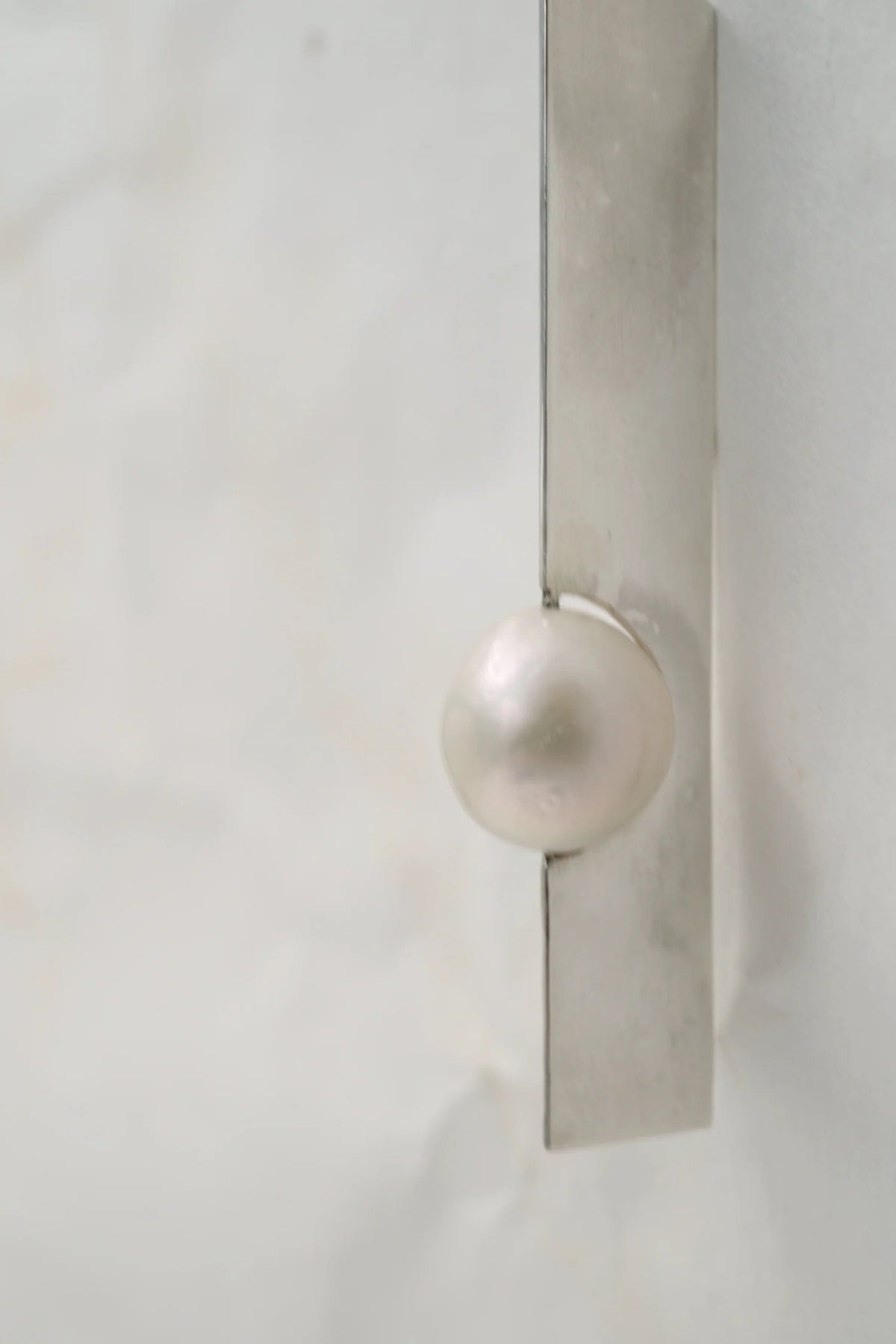 Single Silver & Pearl Earring- Composition II