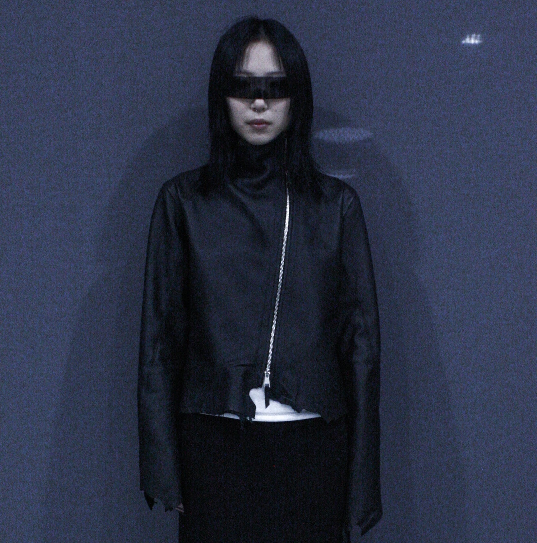 BLACK SIDE ZIP RAW LEATHER JACKET