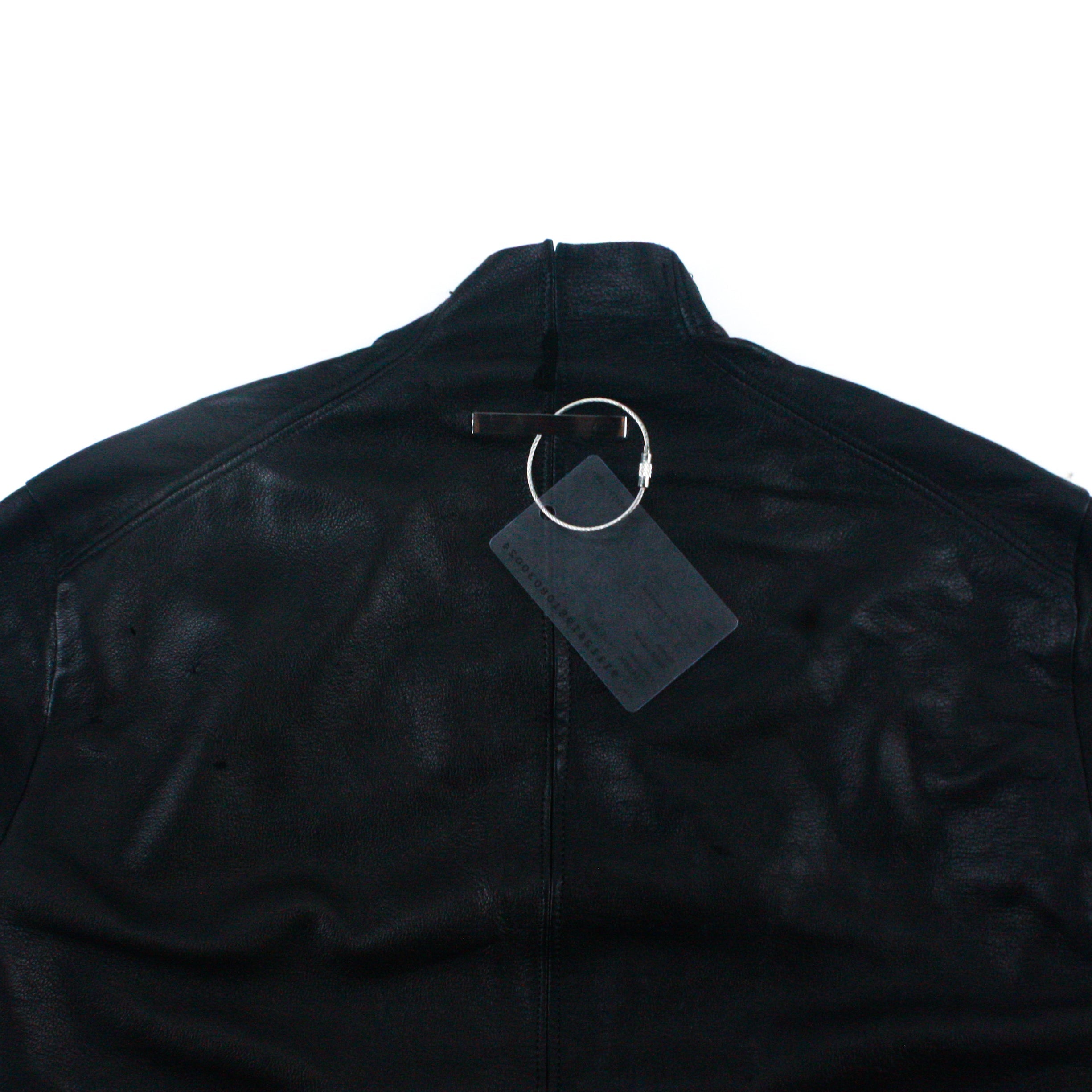 BLACK SIDE ZIP RAW LEATHER JACKET