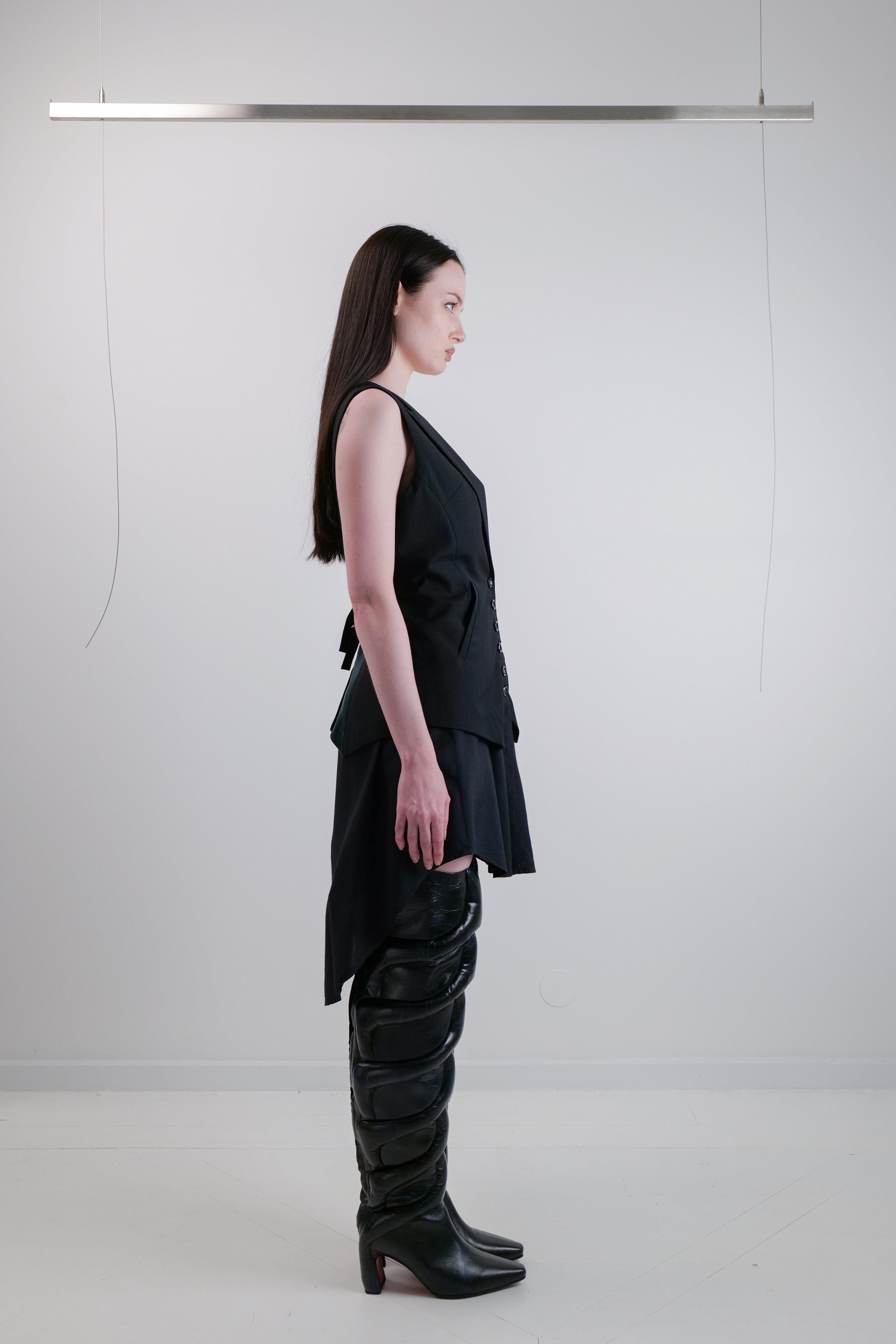 TAILOR WOOL VEST WITH INNER LAYER SILK COTTON DRESS