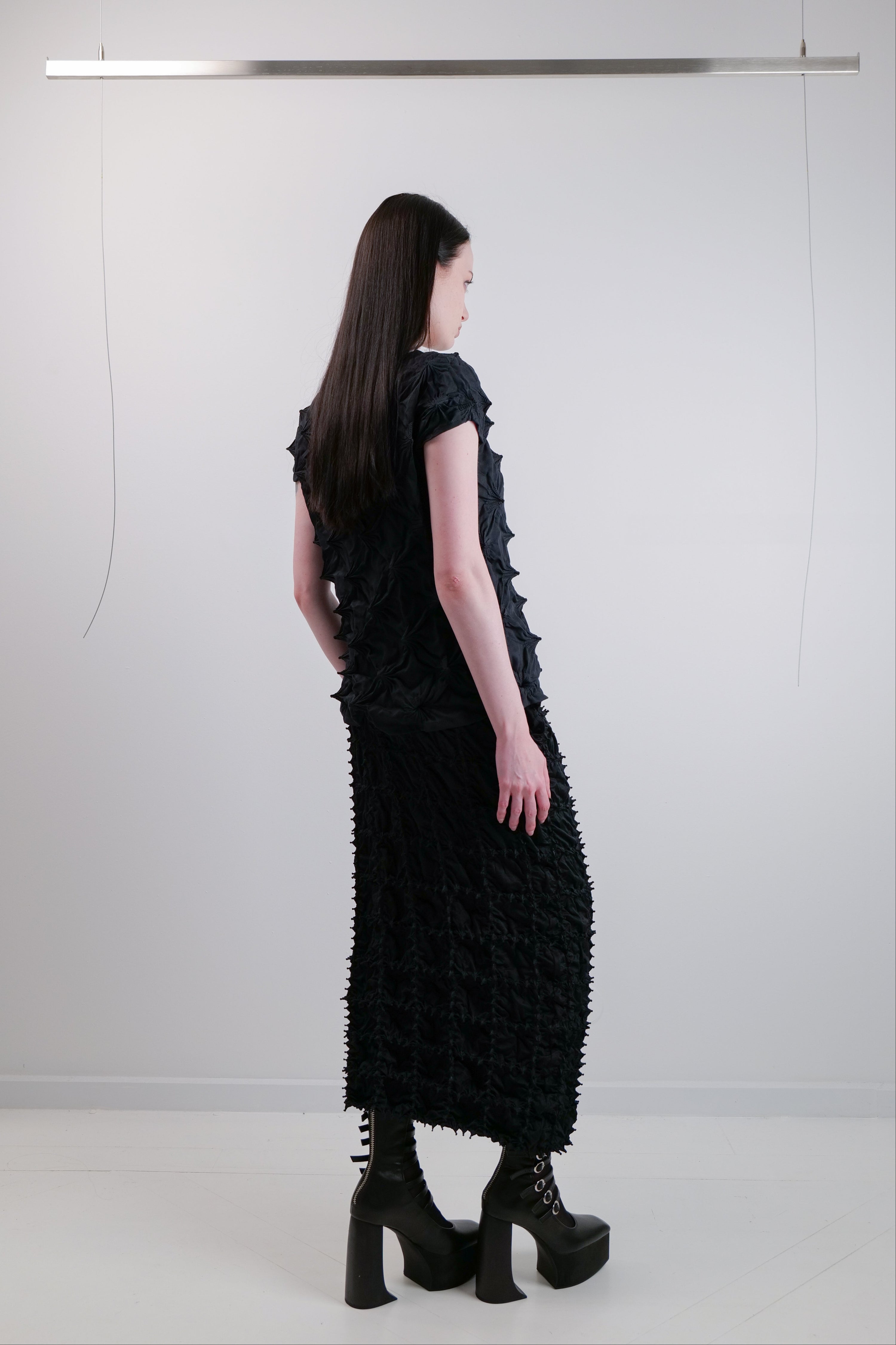 KUMO BLOCK-CHECK SKIRT