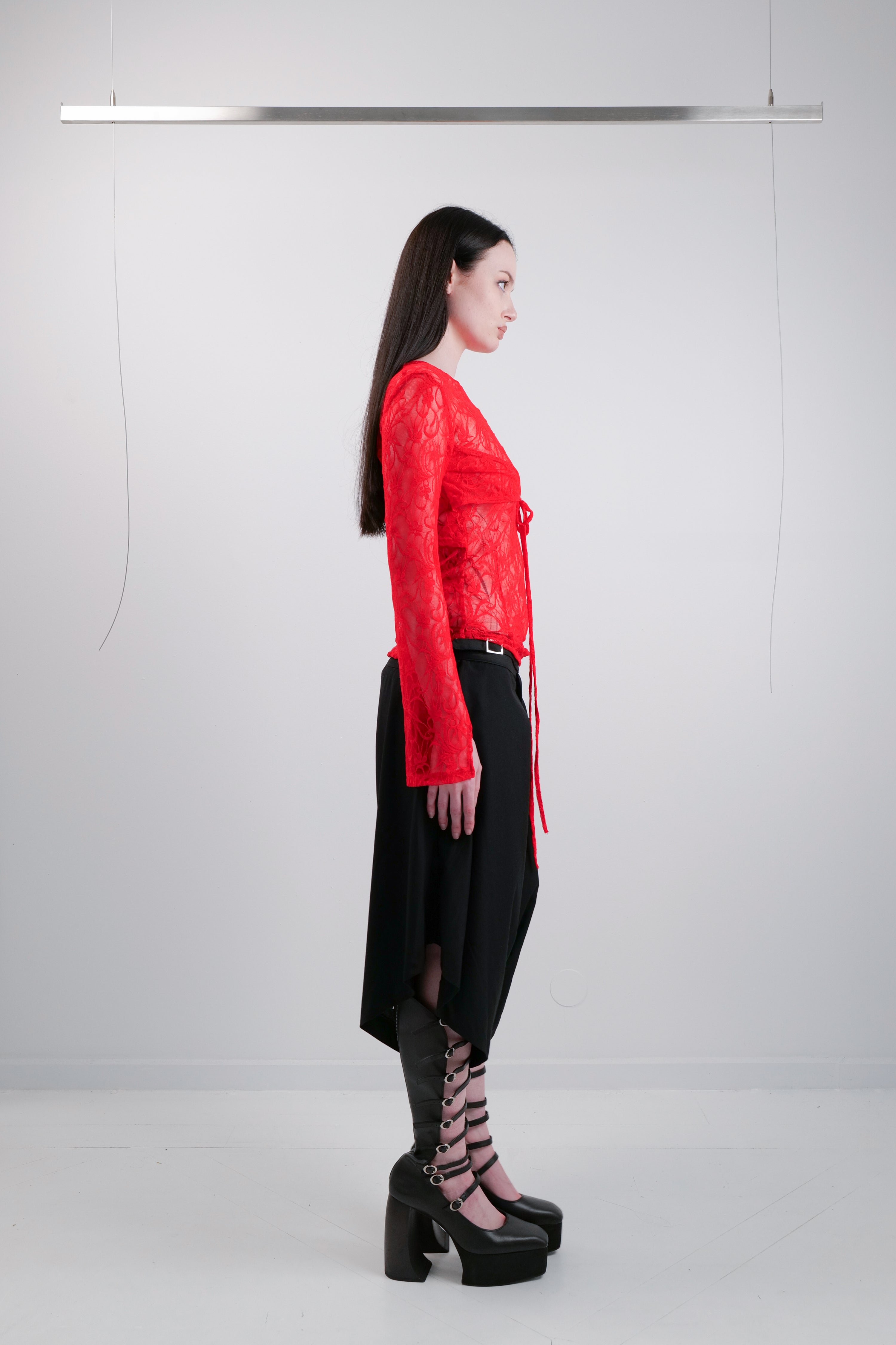 LACE MESH LONG SLEEVE - RED